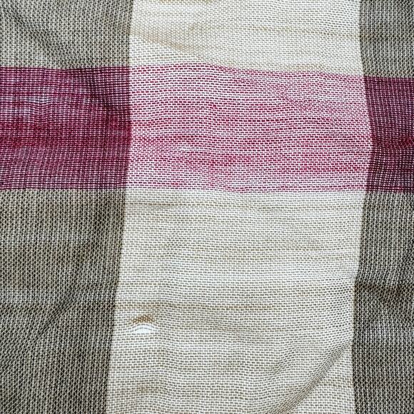 Burberry Scarf Authentic Red Brown Gauze Lightweight Plaid Nova‎ Check Oversized - Picture 10 of 13